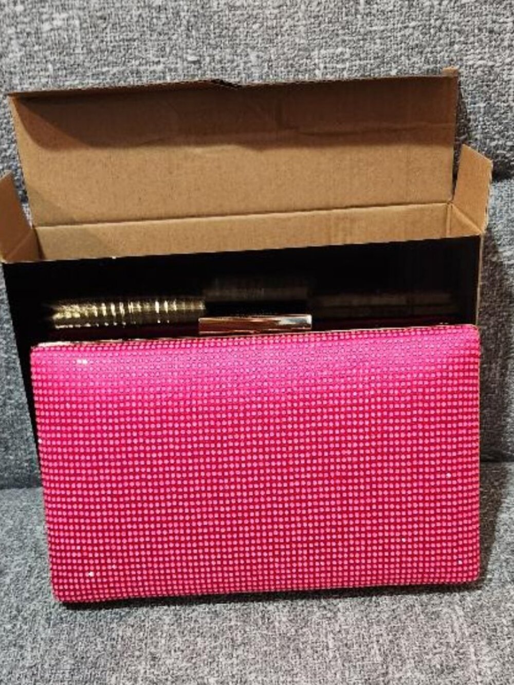 Kurt Geiger London Crystal Box Clutch Pink Sparkle